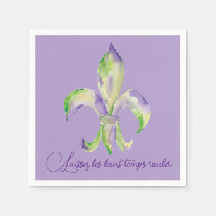 Watercolor Mardi Gras Fleur de Lis Napkin