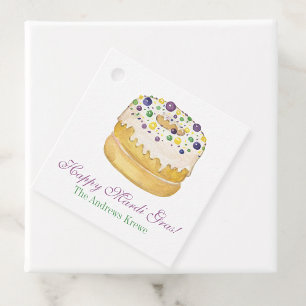 Watercolor Mardi Gras King Cake Favour Tags
