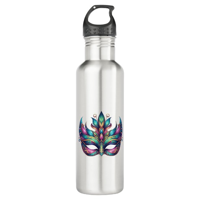 watercolor Mardi Gras mask carnival  710 Ml Water Bottle (Front)