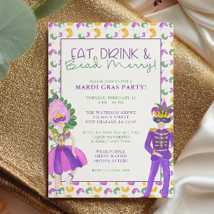 Watercolor Mardi Gras Masquerade Party Invitation