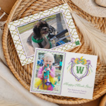 Watercolor Mardi Gras Monogram Crest Photo