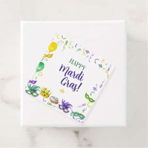 Watercolor Mardi Gras Objects Party Favour Tags