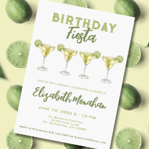 Watercolor Margarita Birthday Fiesta Birthday Invitation