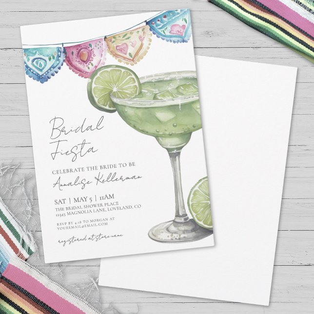 Watercolor Margarita Bridal Shower Invitation (Watercolor Margarita Fiesta Bridal Shower Invitation)