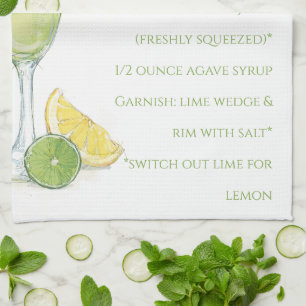 Watercolor Margarita Cocktail Recipe Watercolor Tea Towel