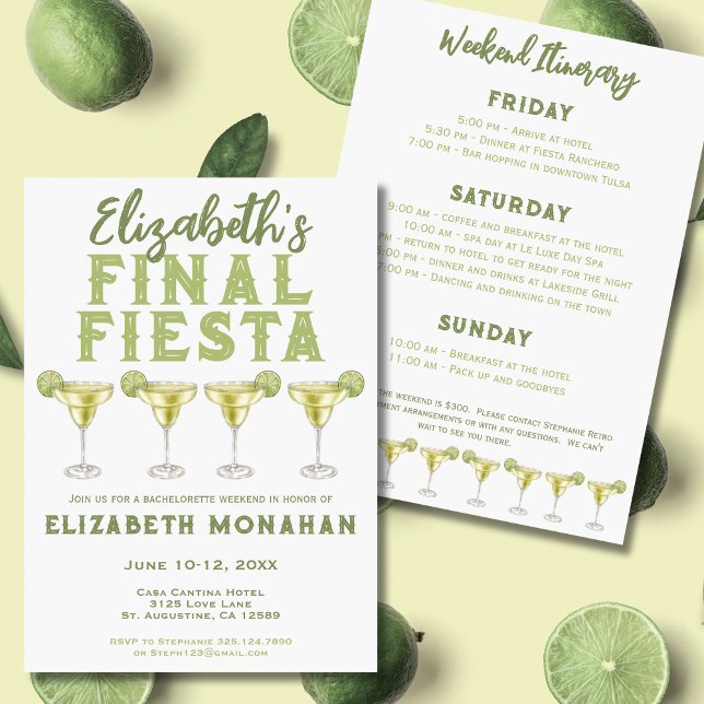 Watercolor Margarita Final Fiesta Bachelorette Invitation (Creator Uploaded)