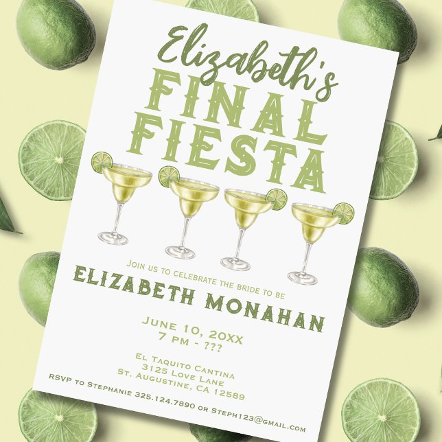 Watercolor Margarita Final Fiesta Bachelorette Invitation (Creator Uploaded)