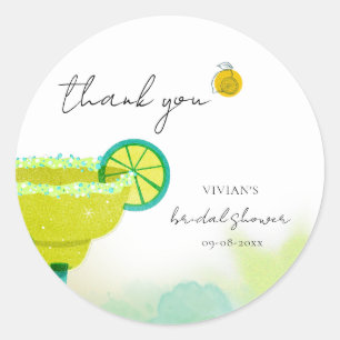 Watercolor Margarita Lime Tequila Bridal Shower Classic Round Sticker