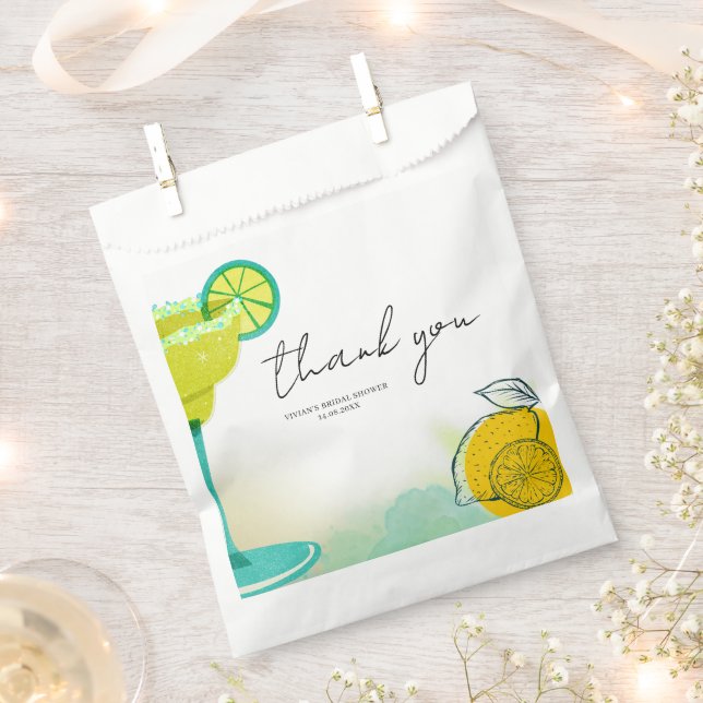 Watercolor Margarita Lime Tequila Bridal Shower Favour Bags (Clipped)