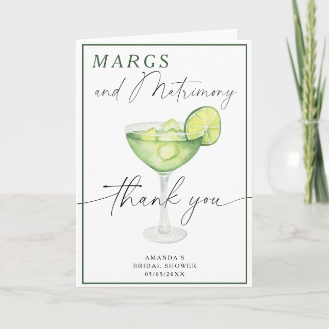 Watercolor Margarita Thank you Bridal shower  (Front)