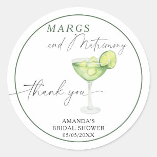 Watercolor Margarita Thank you Bridal shower  Classic Round Sticker