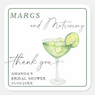 Watercolor Margarita Thank you Bridal shower  Square Sticker