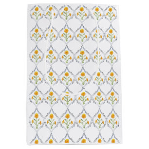 Watercolor Marigold and Trellis  Medium Gift Bag