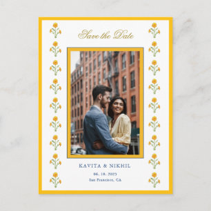 Watercolor marigold  Photo Save the Date Announcement Postcard