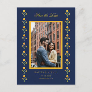 Watercolor marigold  Photo Save the Date  Announcement Postcard