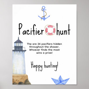 Watercolor marine - Pacifier hunt game baby shower Poster