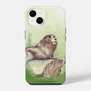 Watercolor Marmot Groundhog Animal Wildlife Nature iPhone 14 Case