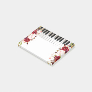 watercolor marsala flowers piano post-it notes