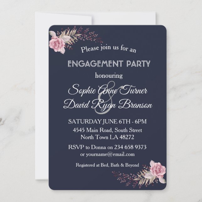 Watercolor Marsala Maroon Floral Engagement Party Invitation (Front)