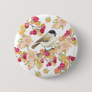 Watercolor Marsh Tit 6 Cm Round Badge