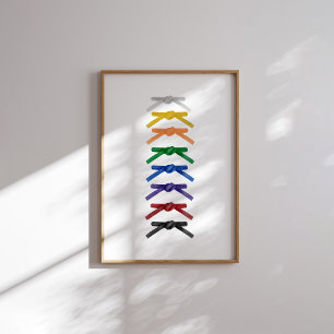 Watercolor martial arts belts poster