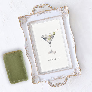 Watercolor Martini Cocktail Cheers Napkin