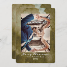 Watercolor Martini Olive Elegant Christmas Card