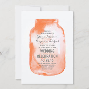 watercolor mason jar rustic wedding invitations