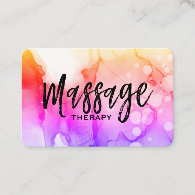 *~* Watercolor Massage Therapist - Massage Therapy Business Card (Front)