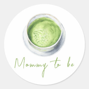 Watercolor Matcha Latte Baby Shower - Mommy to be Classic Round Sticker