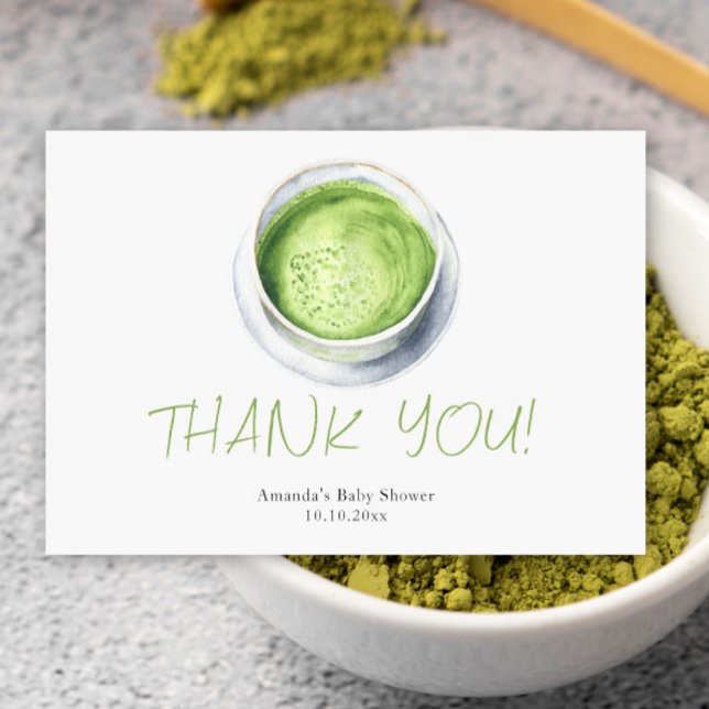 Watercolor Matcha Latte Baby Shower Thank You Card (Creator Uploaded)