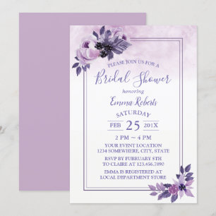 Watercolor Mauve Floral Spring Bridal Shower Invitation