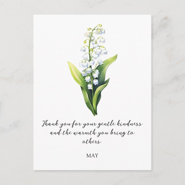 WATERCOLOR MAY LILY OF THE VALLEY BIRTH FLOWER  POSTCARD (Front)