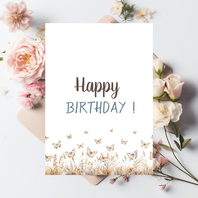 Watercolor Meadow Butterflies Birthday  Card (Creator Uploaded)