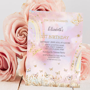 Watercolor Meadow Butterflies Birthday Invitation