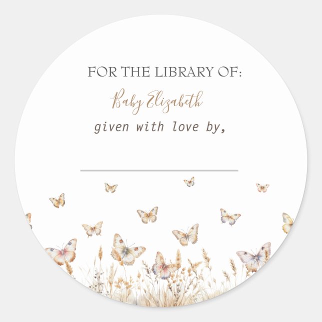 Watercolor Meadow Butterflies Pregnancy  Classic Round Sticker (Front)