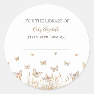 Watercolor Meadow Butterflies Pregnancy Classic Round Sticker