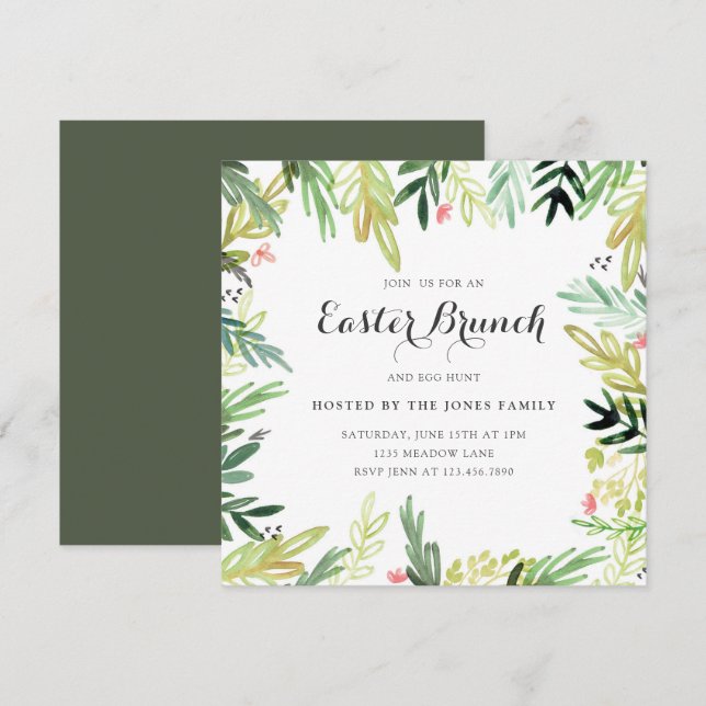 Watercolor Meadow Easter Invite (Front/Back)