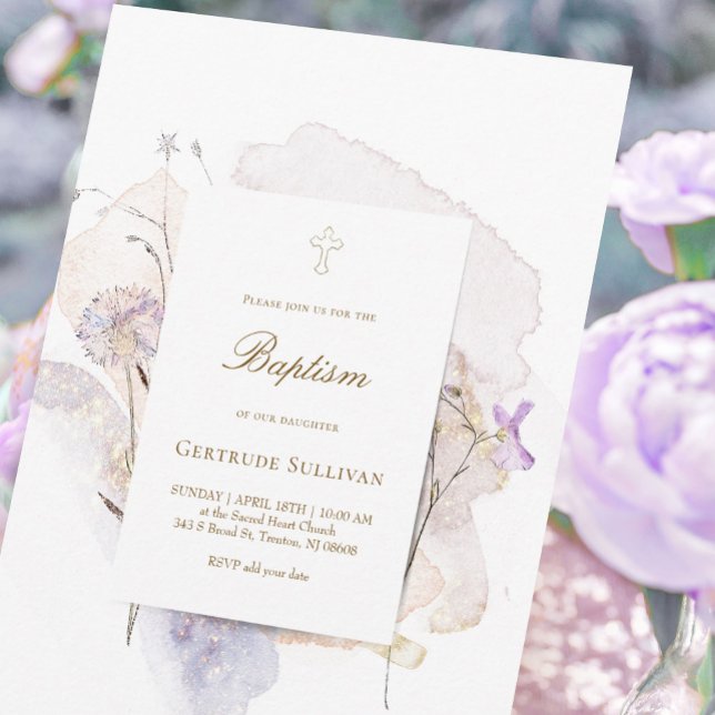 watercolor meadow flowers Baptism Invitation (Creator Uploaded)