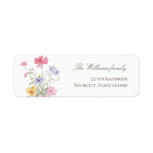 watercolor meadow flowers Return Address Label