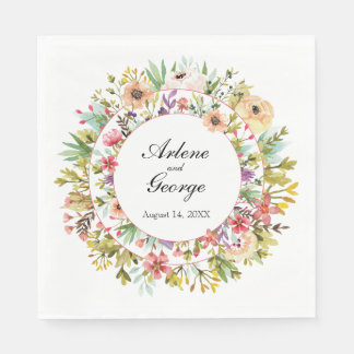 Watercolor Meadow Flowers Wedding Napkin