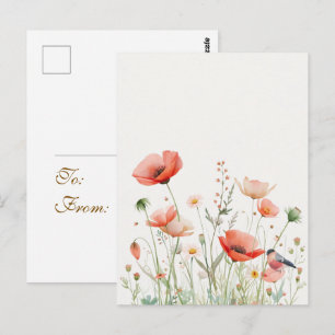 Watercolor Meadow Greeting Card, Elegant Floral Postcard