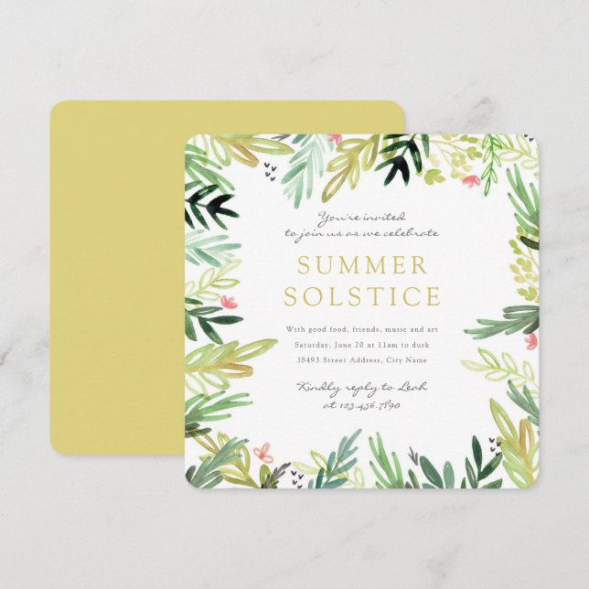 Watercolor Meadow Summer Solstice Invite (Front/Back)