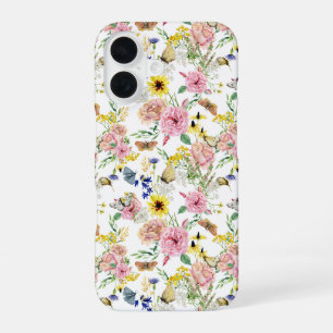 Watercolor Meadow Wild Floral Pattern iPhone 16 Case