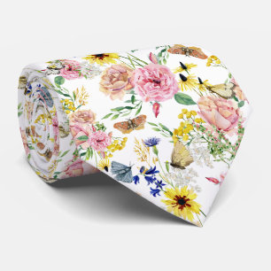Watercolor Meadow Wild Floral Pattern Tie
