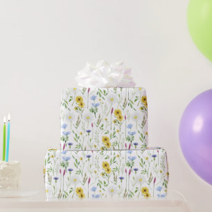 Watercolor Meadow Wild Floral Pattern Wrapping Paper