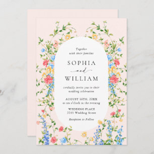Watercolor Meadow Wildflower Bohemian Wedding Invitation
