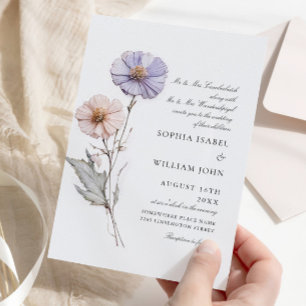 Watercolor Meadow Wildflower Bohemian Wedding Invitation