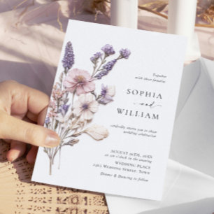 Watercolor Meadow Wildflower Bohemian Wedding Invitation