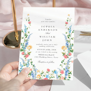 Watercolor Meadow Wildflower Bohemian Wedding Invitation